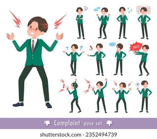 A set of blazer schoolboy expressing their discontent.It's vector art so easy to edit.
