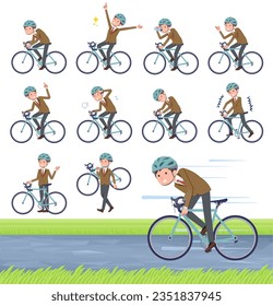 Un grupo de escolares llamativos en una bicicleta de carretera. Es arte vectorial muy fácil de editar.