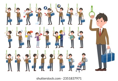 Un grupo de escolares llamativos en el tren. Es arte vectorial tan fácil de editar.