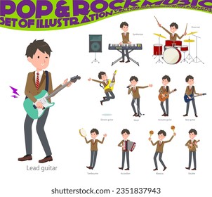 A set of blazer schoolboy playing rock 'n' roll and pop music.It's vector art so easy to edit.