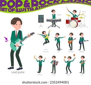 A set of blazer schoolboy playing rock 'n' roll and pop music.It's vector art so easy to edit.