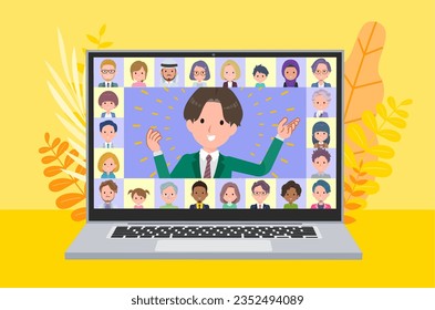 A set of blazer schoolboy presenting online.It's vector art so easy to edit.