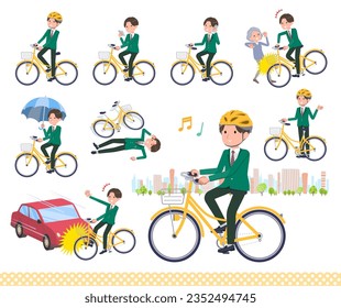 A set of blazer schoolboy riding a city cycle.It's vector art so easy to edit.
