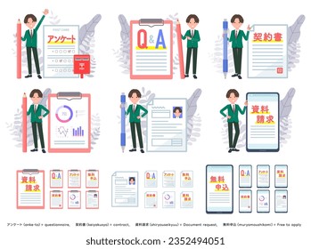 A set of blazer schoolboy and various documents.It's vector art so easy to edit.