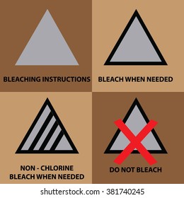 set of bleaching instruction symbols to be use on laundry.  flat vector illustration