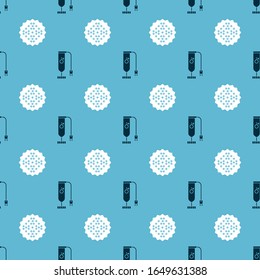 Set Blender  and Cracker biscuit  on seamless pattern. Vector