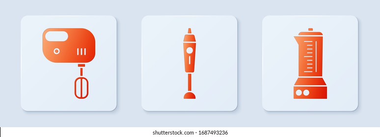 Set Blender , Electric mixer  and Blender . White square button. Vector