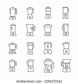 Set of blender Related Vector Line Icons. Contains such Icons as mixer, shredder, kitchen appliances and etc. - Vector 