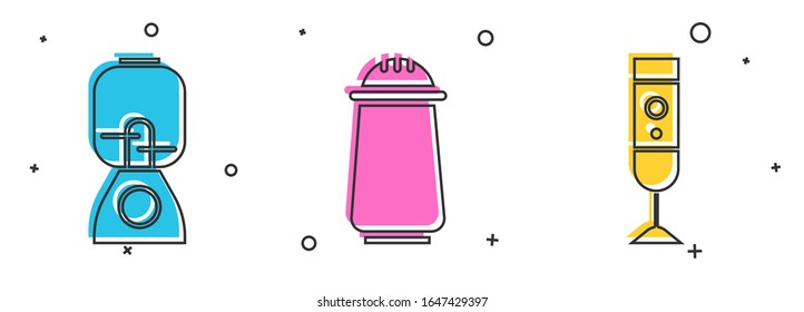 Set Blender, Salt and pepper and Blender icon. Vector