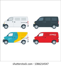 Set Blind van vector colorful plain and express van branding 