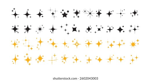 Set of blinking stars collections. Star icons. Twinkling stars. Sparkles, shining burst. Christmas vector symbols isolated. Retro futuristic bright vector icons vector.
