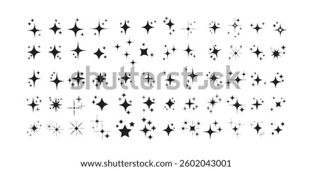 Set of blinking stars collections. Star icons. Twinkling stars. Sparkles, shining burst. Christmas vector symbols isolated. Retro futuristic bright vector icons vector.
