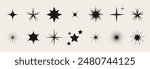 Set of blinking stars, sparks and sparkles. Shining twinkle sunburst shapes collection. Magic light flare pack for design template, poster, banner, brochure, leaflet. Vector glint glitter illustration