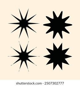 Set of blinking stars, sparks and sparkles. Shining twinkle sunburst shapes collection. Magic light flare pack for design template, poster, banner, brochure, leaflet. Vector glint glitter illustration