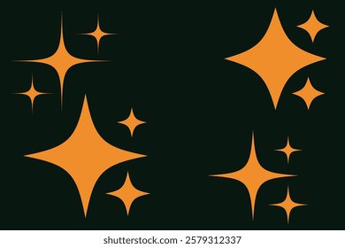 Set of blinking stars, sparks and sparkles. Shining twinkle sunburst shapes collection. Magic light flare pack for design template, poster, banner, brochure, leaflet. Vector glint glitter illustration