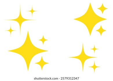 Set of blinking stars, sparks and sparkles. Shining twinkle sunburst shapes collection. Magic light flare pack for design template, poster, banner, brochure, leaflet. Vector glint glitter illustration