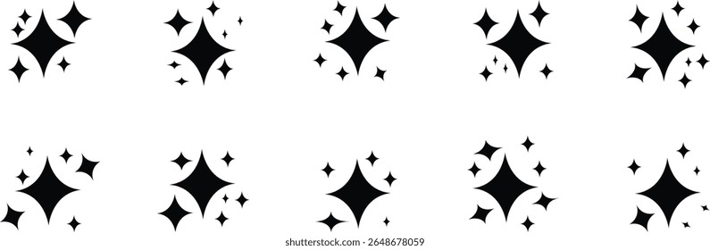 Set of blinking stars, sparks and sparkles.  Abstract vector glow, explosion and blink effects for celebrate party design. Cleaning Beautiful Starlight Sparkling Icon After the cleaning is finished.