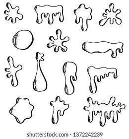 Set of blobs. Vector cartoon stains. Isolated blots on a white background. Hand-drawn style.