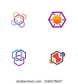 set of  Block Chain Logo Technology Icon
