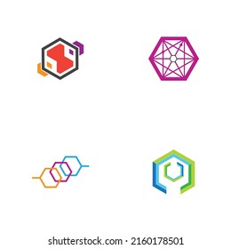 conjunto de iconos de la tecnología de logotipo de la cadena de bloques