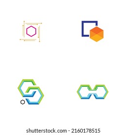 set of  Block Chain Logo Technology Icon