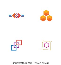 set of  Block Chain Logo Technology Icon