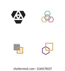 set of  Block Chain Logo Technology Icon