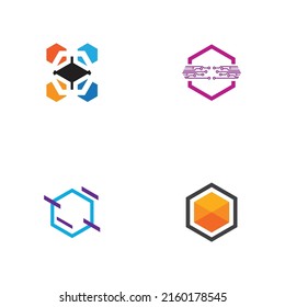 set of  Block Chain Logo Technology Icon