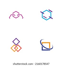 set of  Block Chain Logo Technology Icon