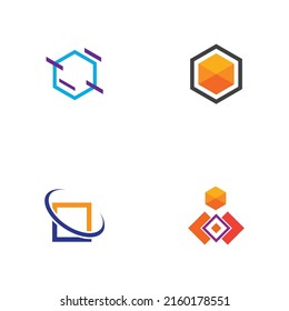 set of  Block Chain Logo Technology Icon