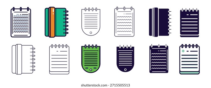 Conjunto de ilustración de Vectores de notas de bloque