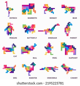 Set of Block Puzzle. Pentamino puzzle. Tetris.