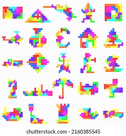 Set of Block Puzzle. Pentomino puzzle. Tetris.