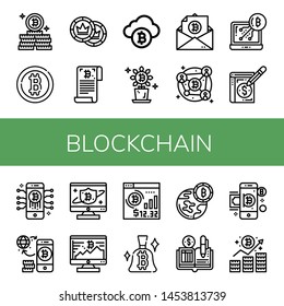 Set of blockchain icons such as Bitcoin, Tokens, Blockchain, Ledger , blockchain