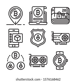 Set of blockchain icons such as Ledger, Bitcoin, Cryptocurrency, Tokens, Token, Blockchain, Fintech , blockchain
