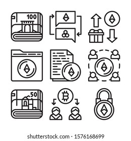 Set of blockchain icons such as Ledger, Bitcoin, Cryptocurrency, Tokens, Token, Blockchain, Fintech , blockchain