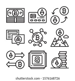 Set of blockchain icons such as Ledger, Bitcoin, Cryptocurrency, Tokens, Token, Blockchain, Fintech , blockchain