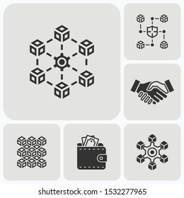 Set of blockchain icons. Vector illustration.