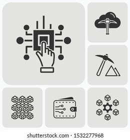 Set of blockchain icons. Vector illustration.