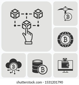 Set of blockchain technology icons.