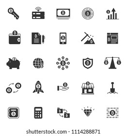 set of blockchain tecnology icons, with simple thin line style, use for business web icon, analyst, bitcoin, business, cryption, digital business, marketing, e money, cryptocurrency. 