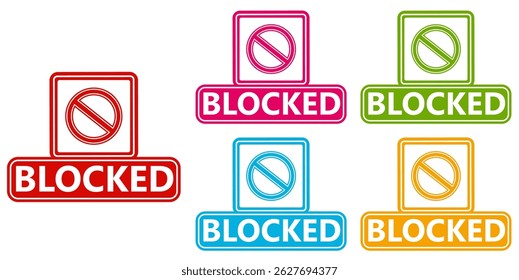 definir símbolo de sinal bloqueado. ícone de marca de parada rótulos de sinal banidos adesivo design vetor ilustração