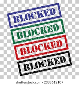 Set of Blocked stamp symbol, label sticker sign button, text banner vector illustration .