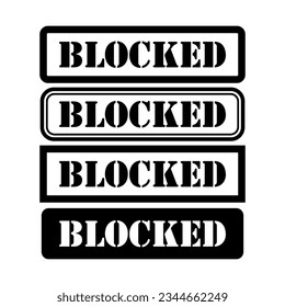 Set von blockierten Stempelsymbol, Etiketten-Aufkleber-Taste, Text-Banner Vektorgrafik .