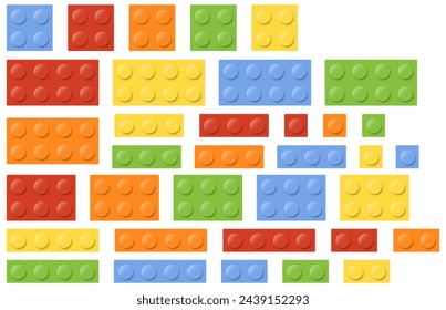 Set of blocks building toy colored brick. Toy bricks. Vector illustration.