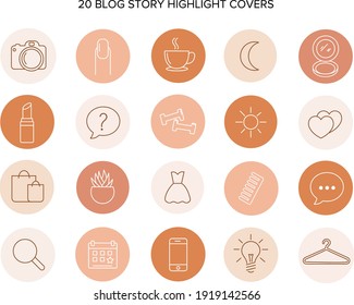 set of blog beauty story highlight covers peach pink neutral social media