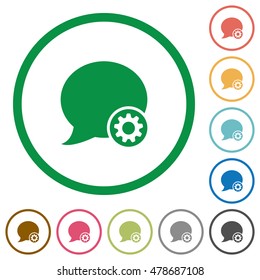 Set of blog comment settings color round outlined flat icons on white background