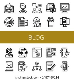 Set of blog icons such as Feedback, Marketing, Writing, Writer, Blog, Mobile, Commentator, Vlog , blog