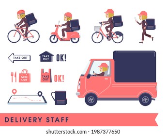 A set of blond hair business women doing delivery.It's vector art so easy to edit.