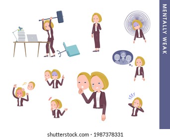 A set of blond hair business women spirit is weak.It's vector art so easy to edit.